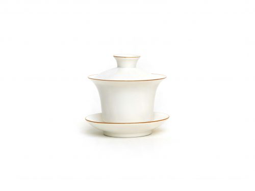 Chinese Gaiwan met fijn oranje-bruin randje